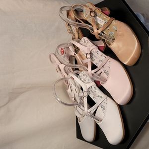 3 Prs. Mainframe Slingback Closed Toe Heels White Pink Gold